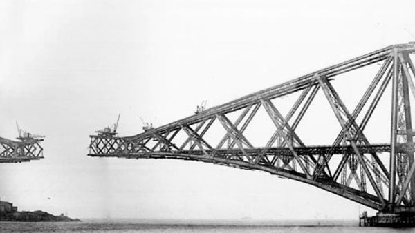 Forth Bridge in its various stages of construction (1890)